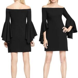 Vince Camuto Black Off Shoulder Bell Sleeve Cocktail Dress